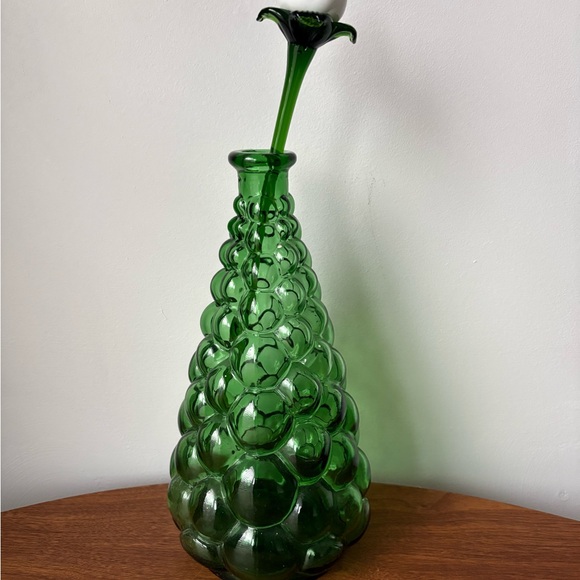 Emerald Bubble Design Vase Italian Empoli Bottle - Picture 13 of 13